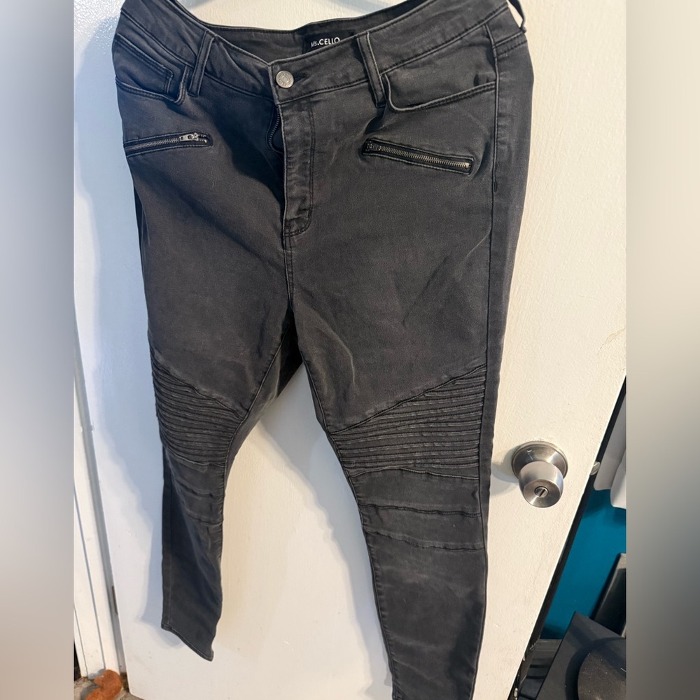 Black Biker Style Jeggings size 14